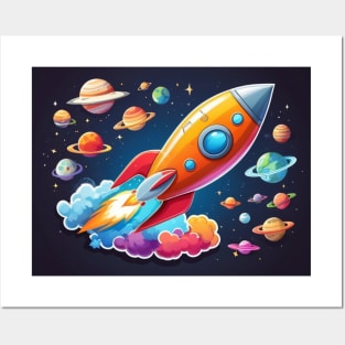 Launching a rocket into space Posters and Art